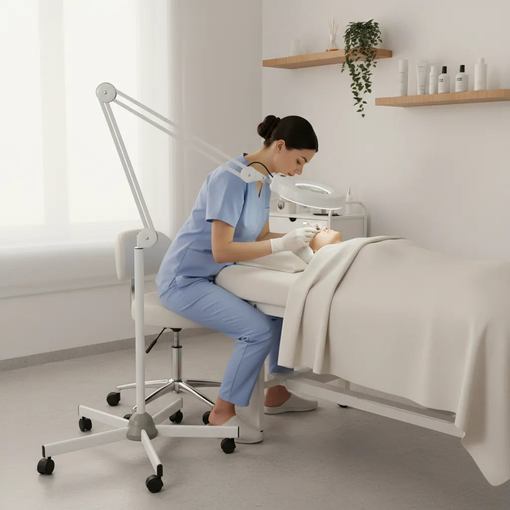 Lampara Lupa Pie Luz Gran Aumento Cosmetologo Podologo aumento x5