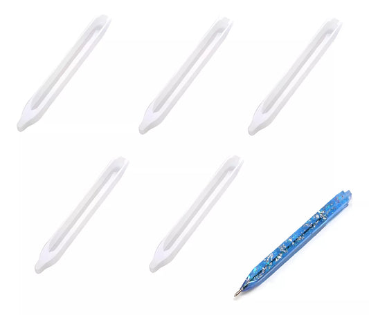 Kit 5 Moldes De Silicona Lapiceras Para Resina Epoxi