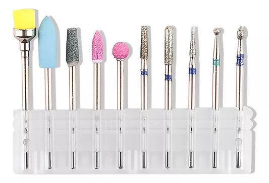 Set X10 Brocas Para Torno De Uñas Y Pedicura Acero Tungsteno