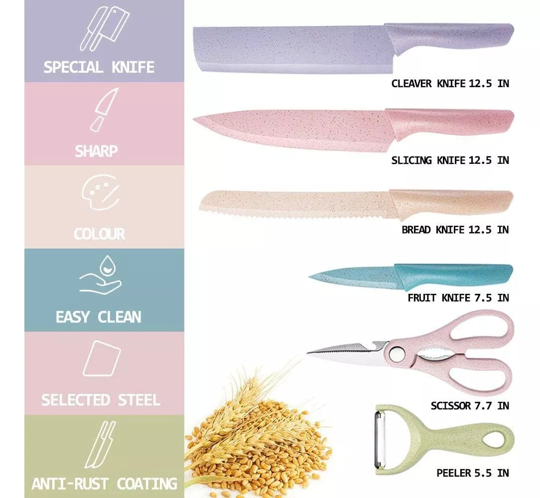 Juego Set Kit De Cuchillos Y Tabla Cocina