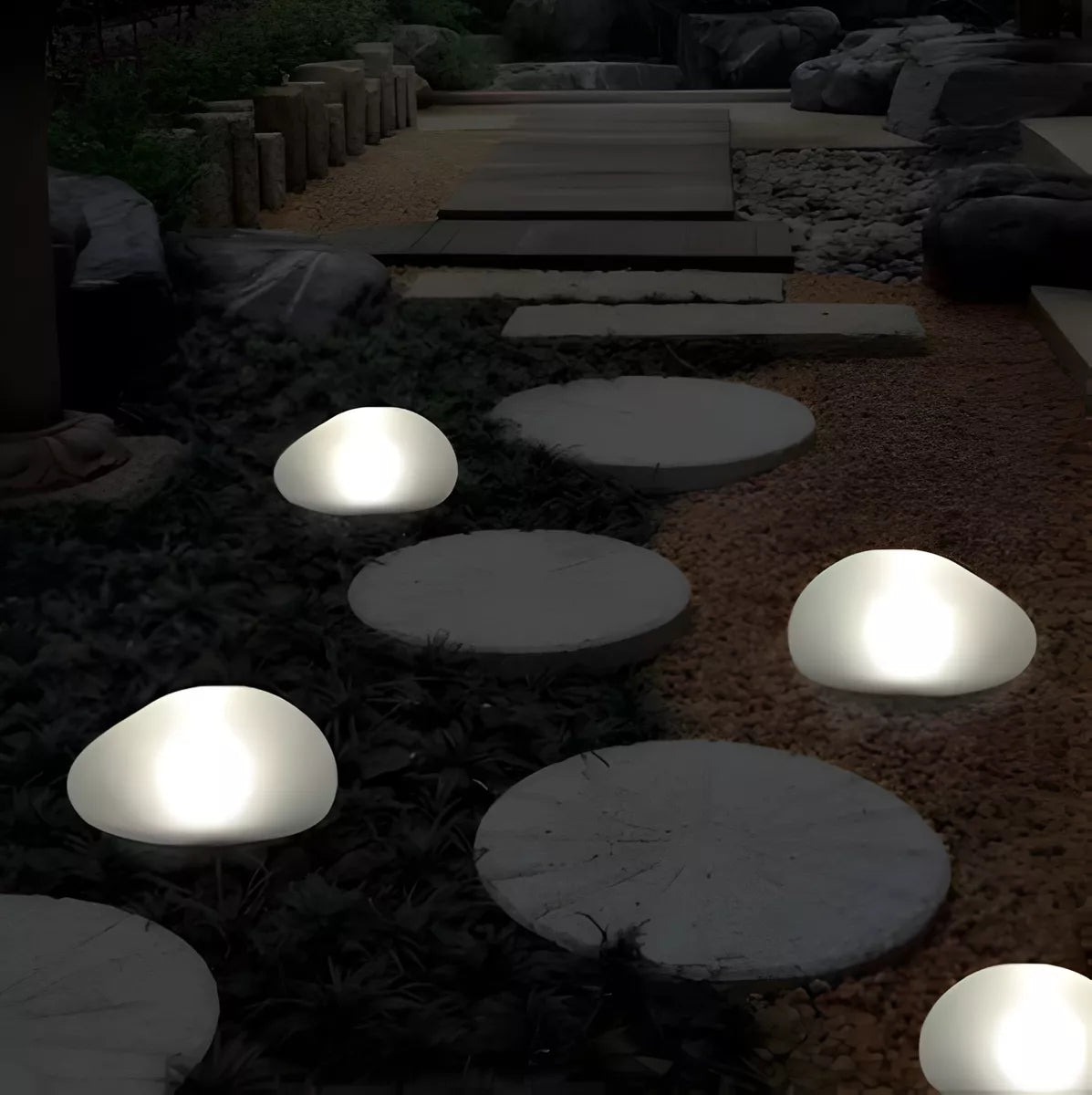 Lampara Solar Vidrio Resiste Agua Para Jardin Efecto Piedra
