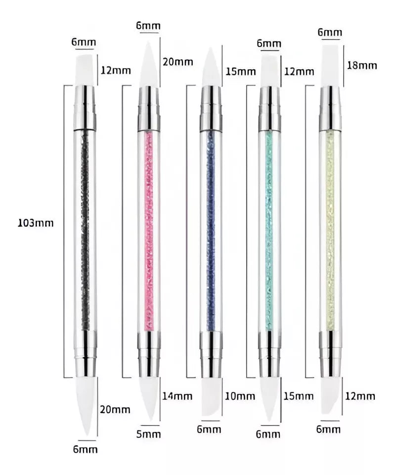 Pincel De Silicona Para Uñas X5 Doble Punta Decoración Nail