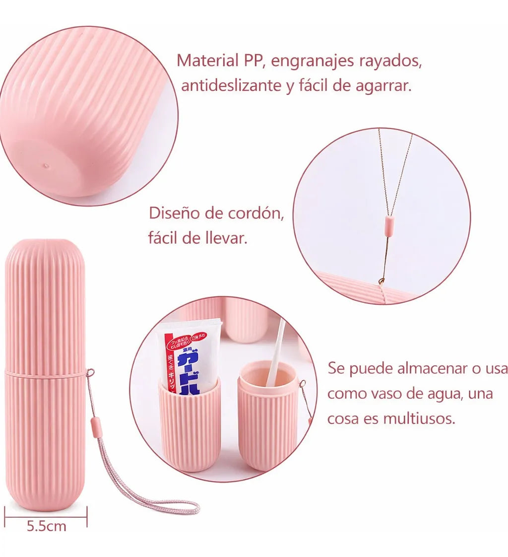 Porta Cepillo De Dientes Y Pasta Rosa Calm Con Tira fede adel 12