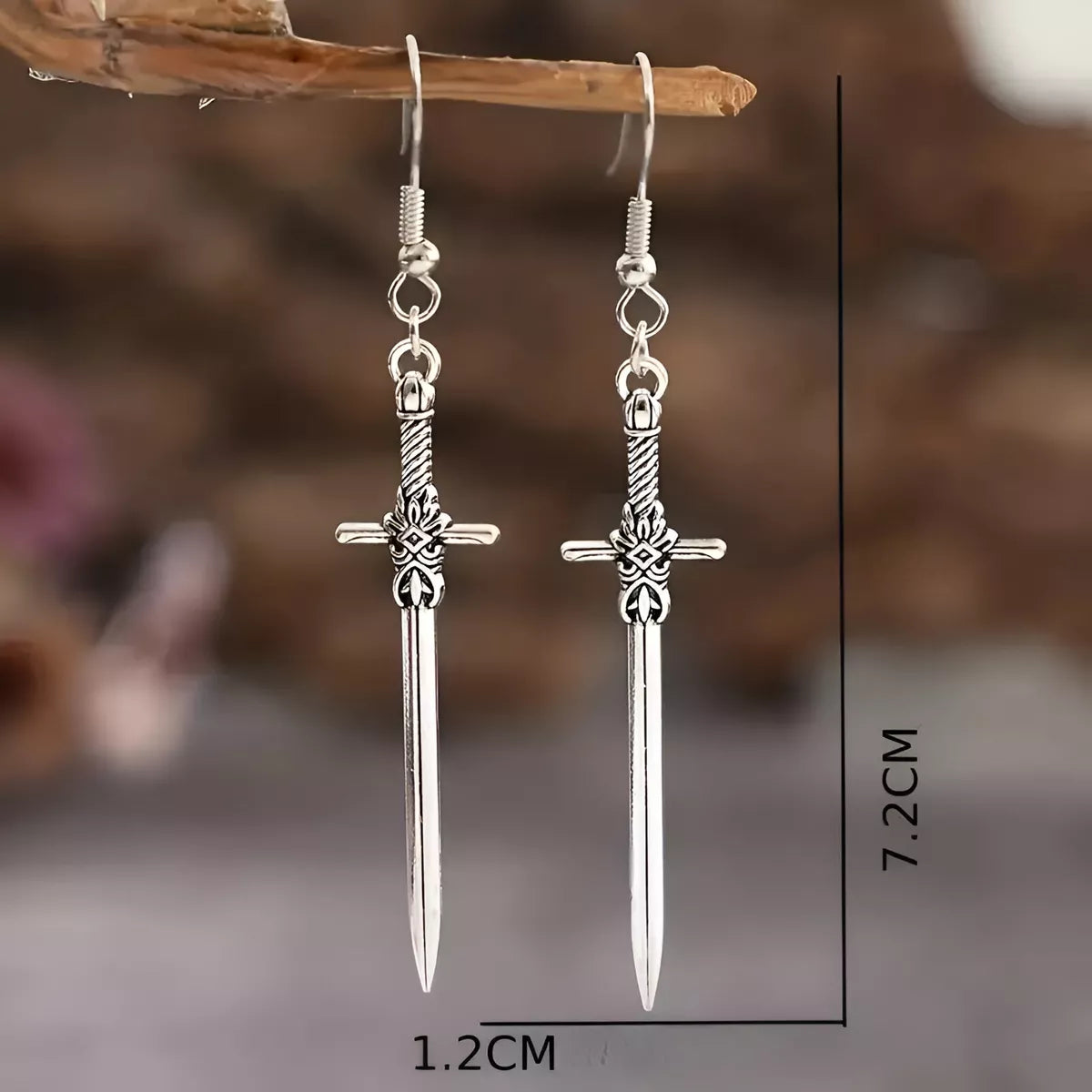 Pendientes Colgantes Con Diseño De Espada Cruzada Retro