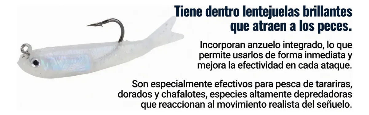 10 Señuelos Pesca Mojarra Con Anzuelo De Silicona Realista