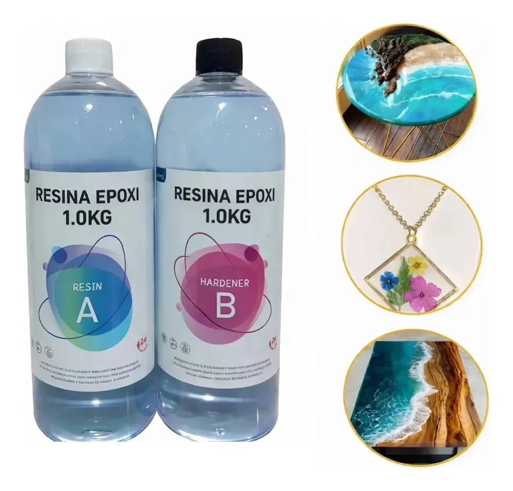 Resina Epoxi Cristal 1kg+1kg Artesanias Joyeria Total 2kg