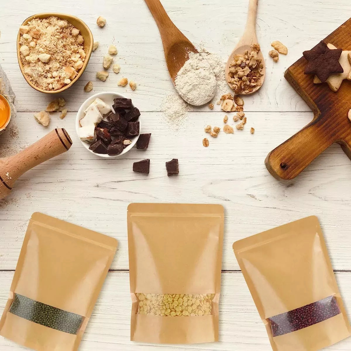 Bolsas Ziploc Papel Kraft Con Visor Pack 50un 26x18cm