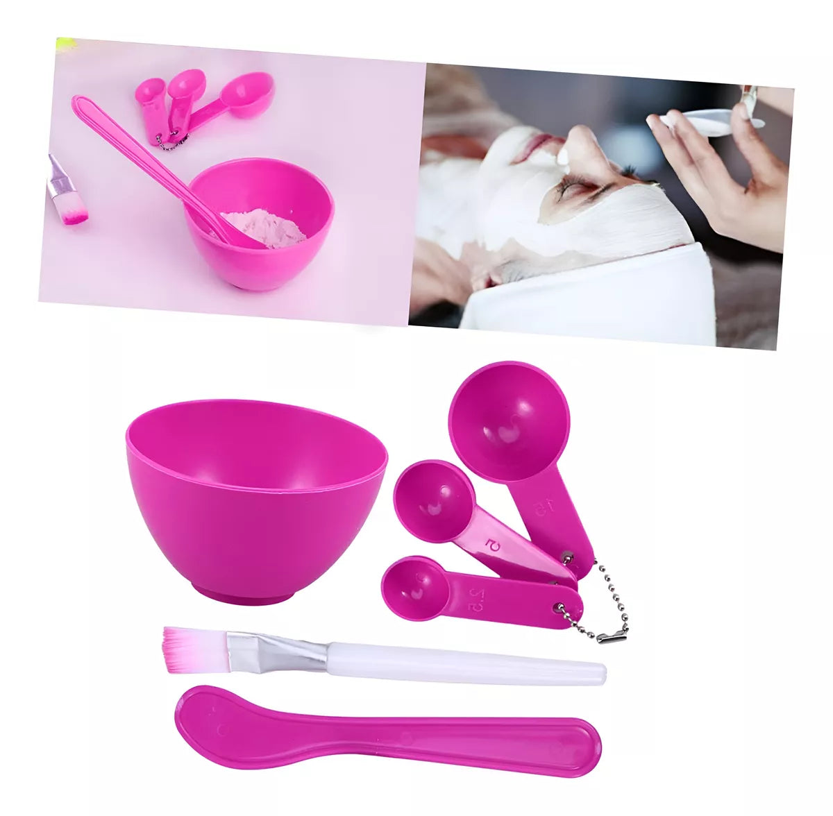 Kit Para Mascarilla Facial Bowl 6 Piezas Skincare ROSADO