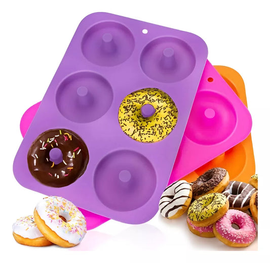 Molde Silicona Para hacer Donas 6 Cavidades Antiadherente