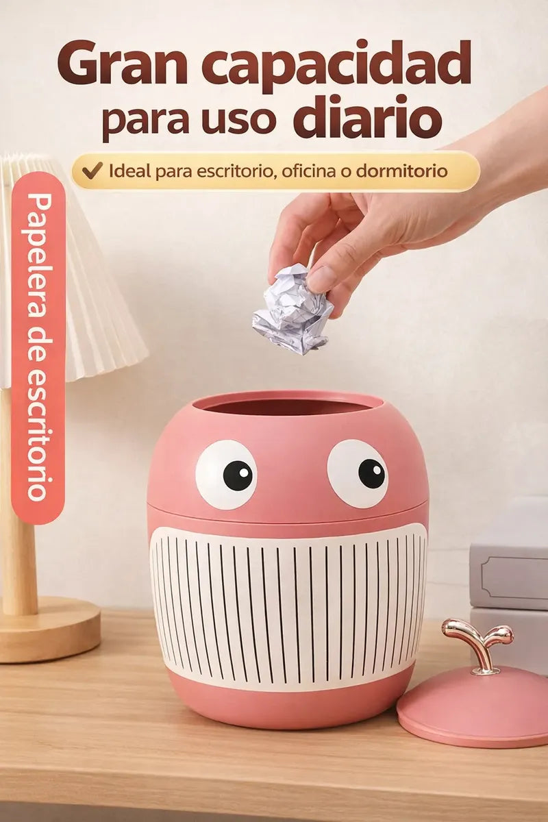 Papelera De Escritorio Con Ojos Muñeco 3.5l Multifunción