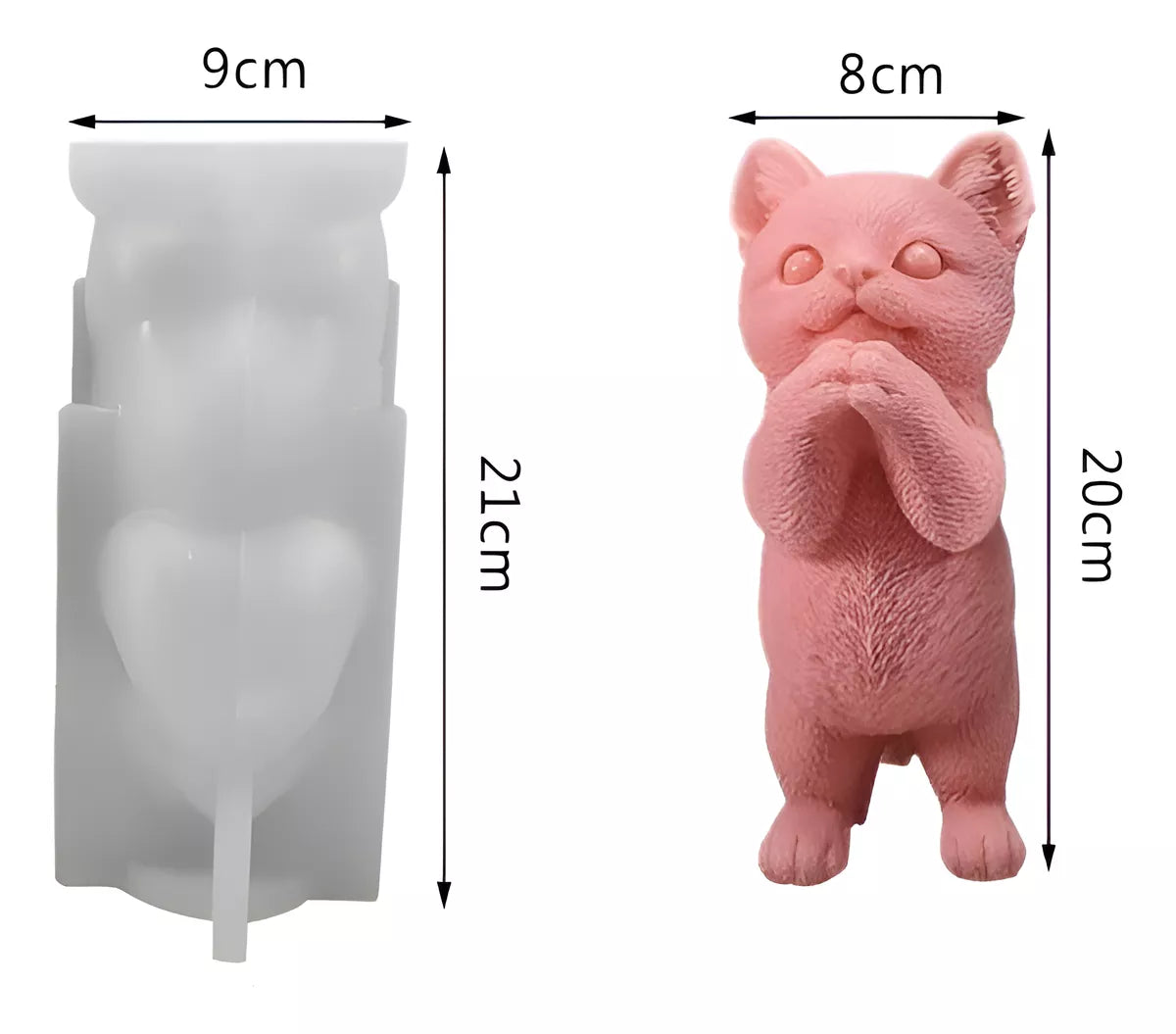 Molde Gato Grande Yeso Velas Resina Epoxi Souvenir Artesania