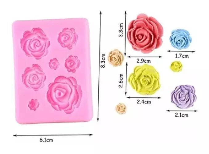 Molde Silicona Para Rosas Fondant Chocolate Porcelana R-003