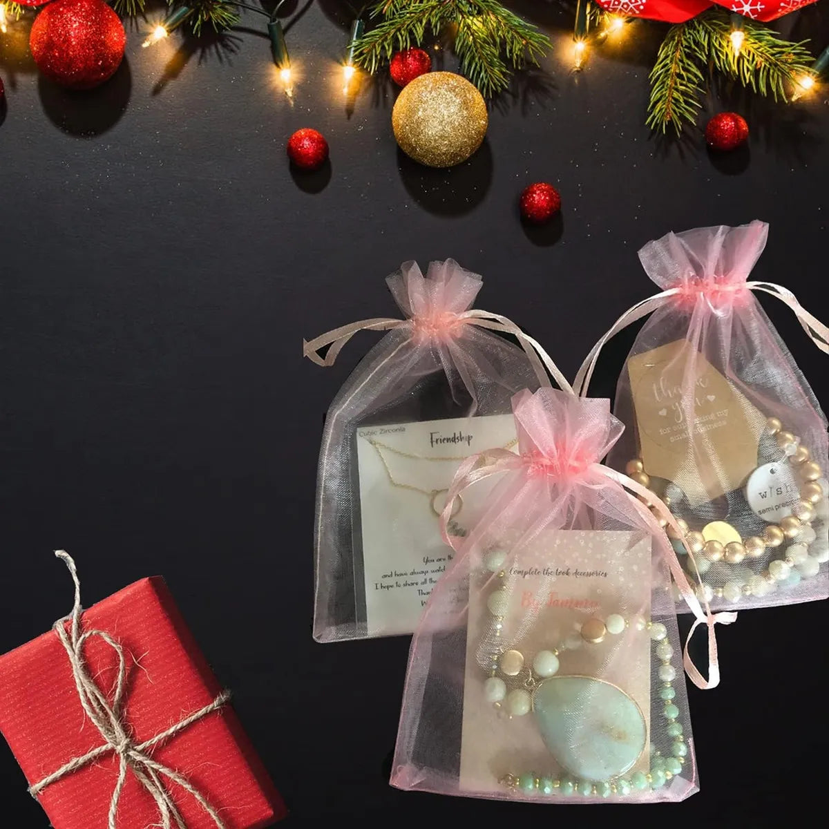 Bolsas Bolsitas De Organza Sorpresitas rosada Pack X50 7x9cm