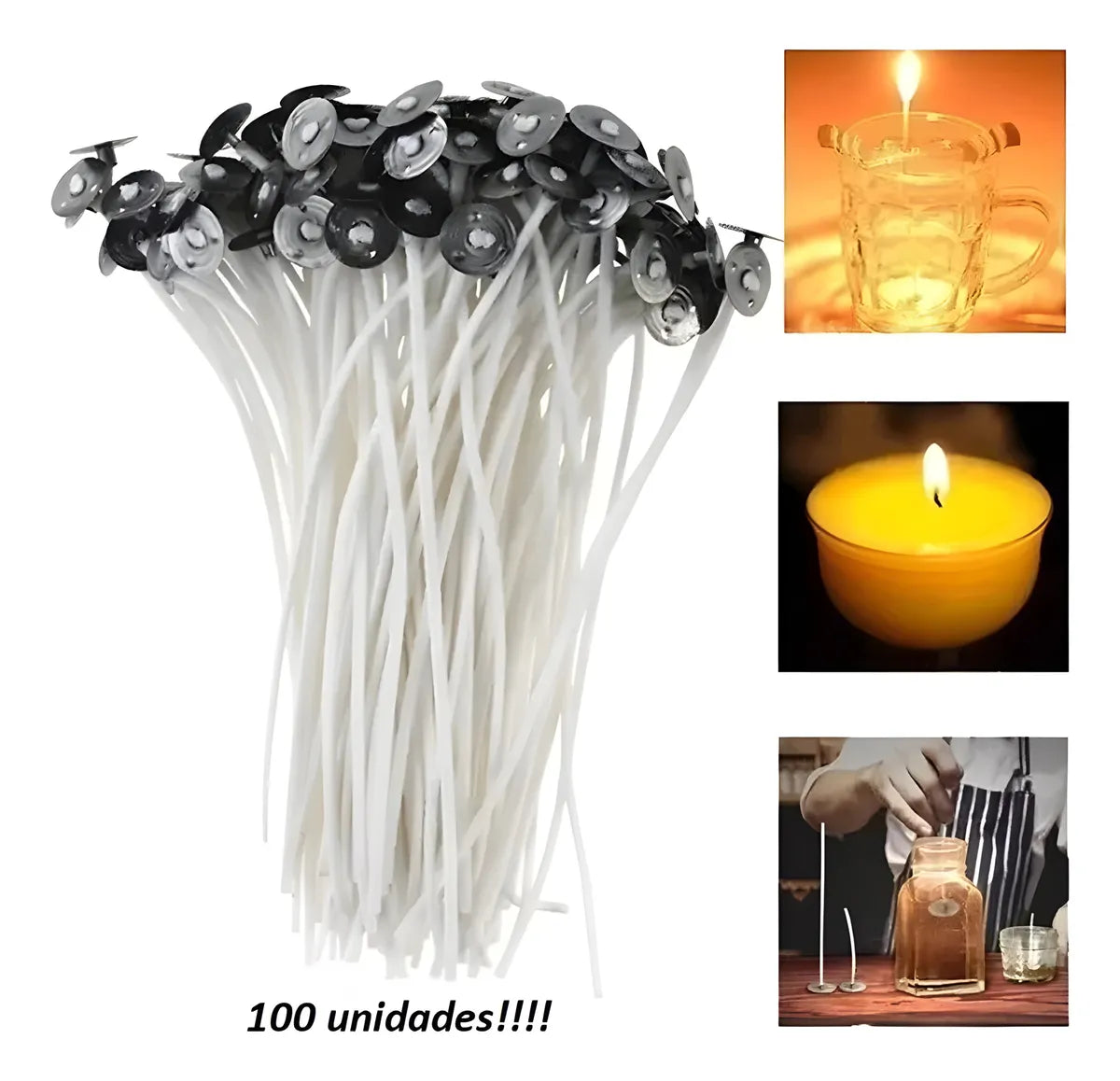 Pabilos Encerados Ideal Velas Cera Soja Parafina 21cm 100un