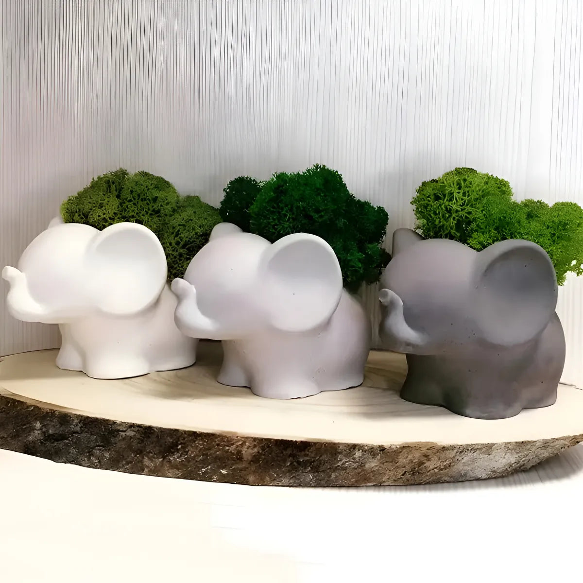Moldesilicona Forma Elefante Con Maceta Yeso Resina Epoxi Blanco R-045