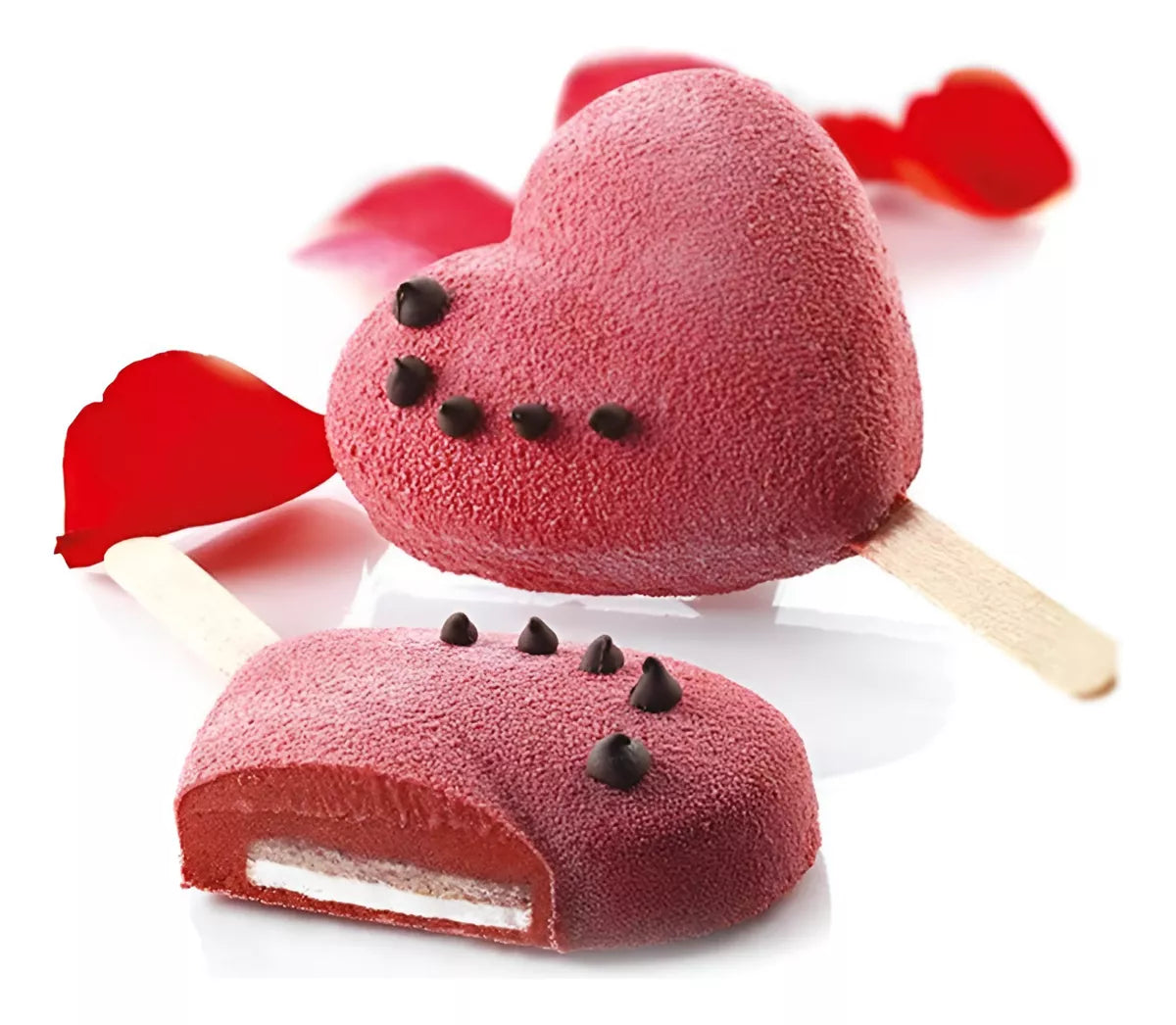 Molde de silicona para hacer helados Forma de corazon + 50 palitos de regalo