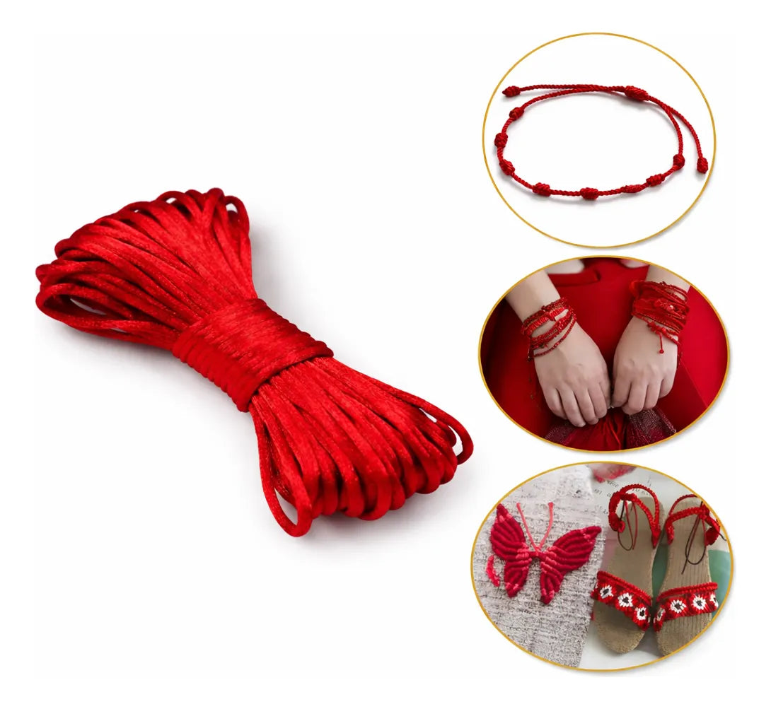 Hilo Cola Raton Cordon Saten 1.5mm 10mt Ideal Pulseras Rojo