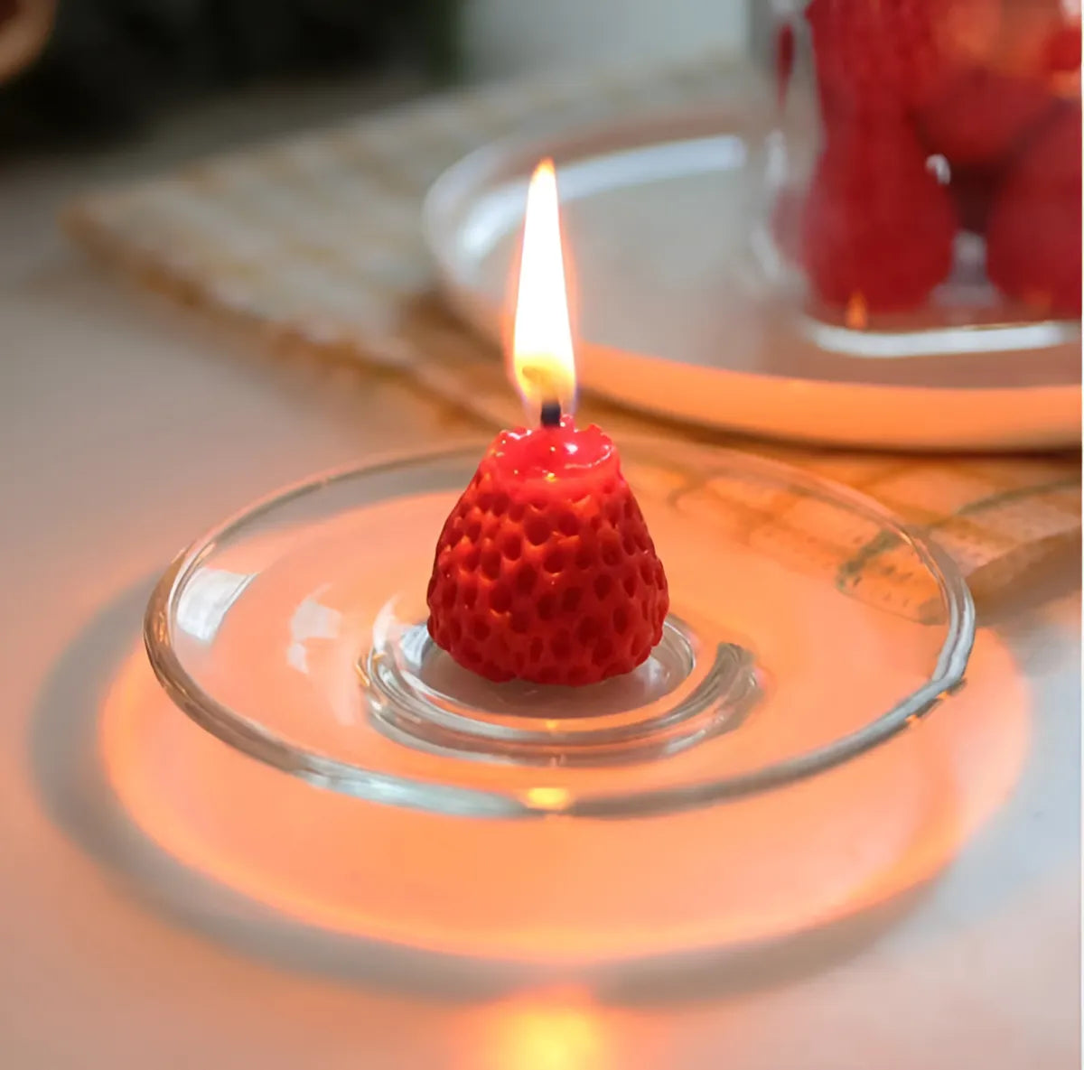 Molde De Silicona Frutilla Velas Arte Cera De Soja Reposteria