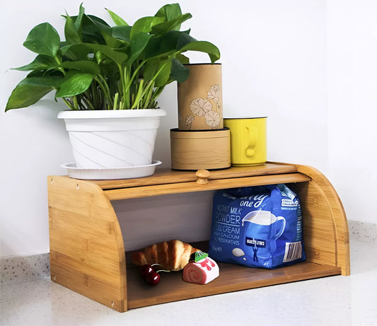 Panera De Madera De Bambú Natural Eco Grande 40cm Cocina