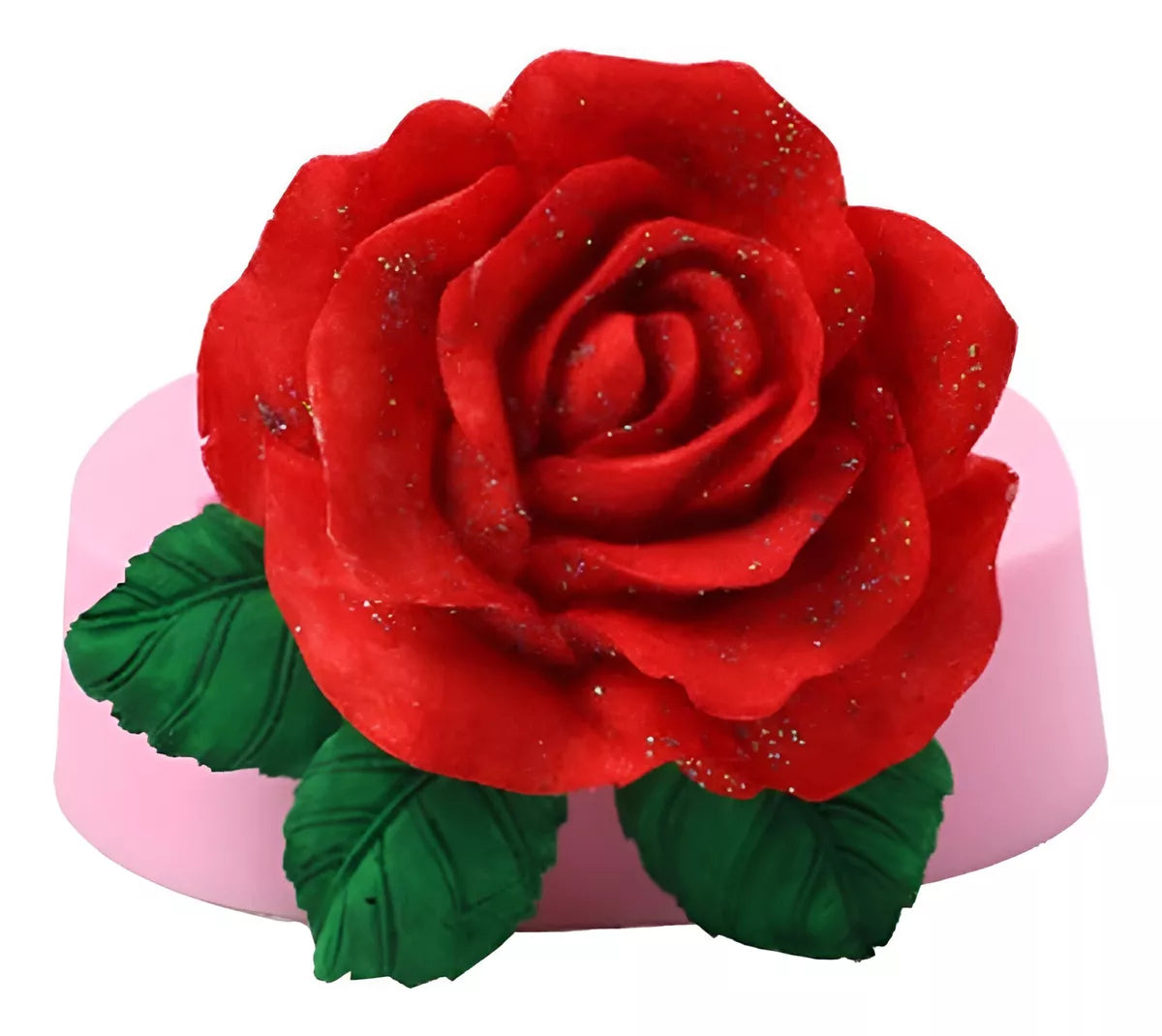 Molde Silicona Flor Con Hojas Grande Decoracion Tortas R-030