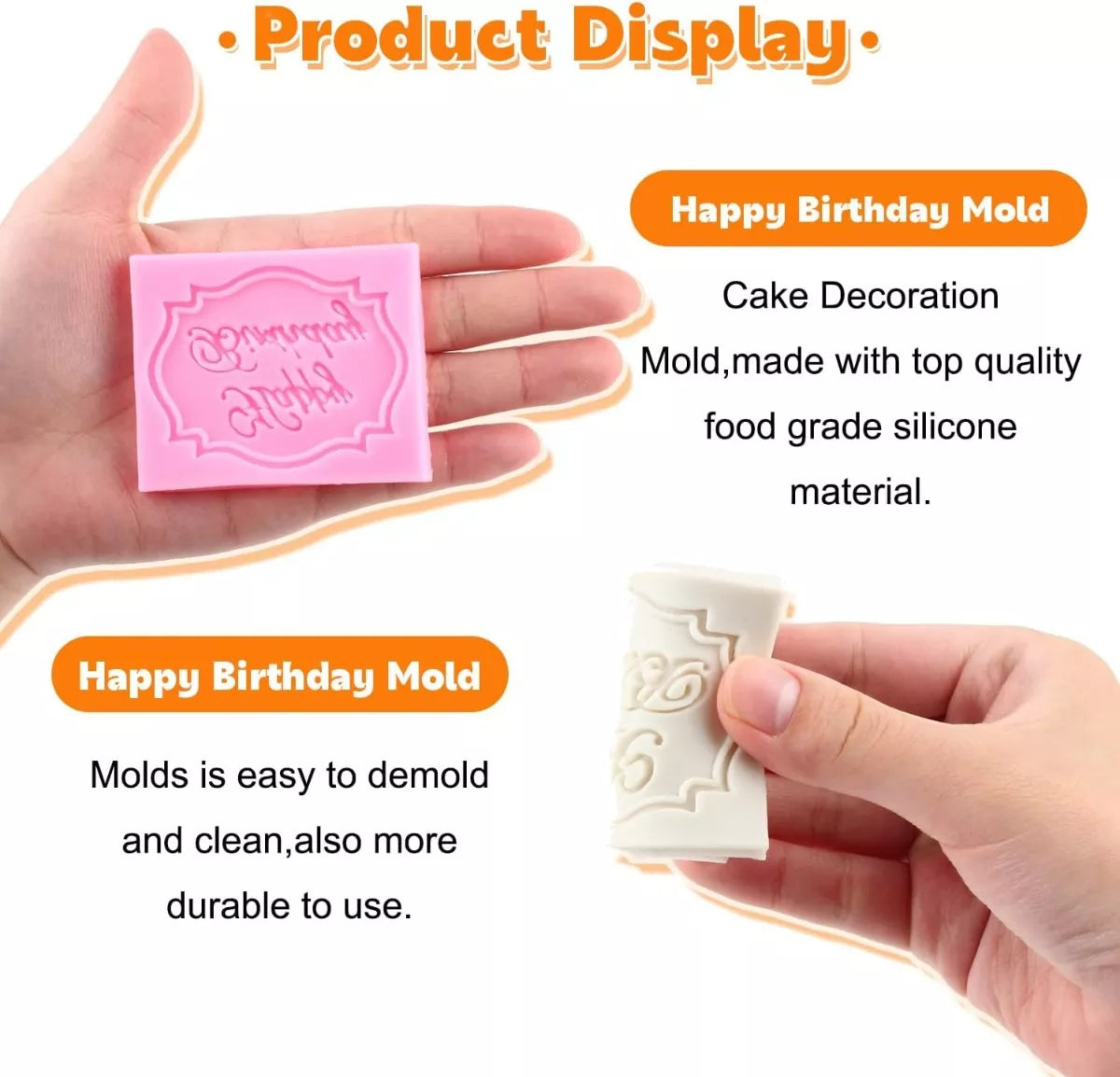 Moldes Silicona Feliz Cumpleaños Antiadherente Fondant