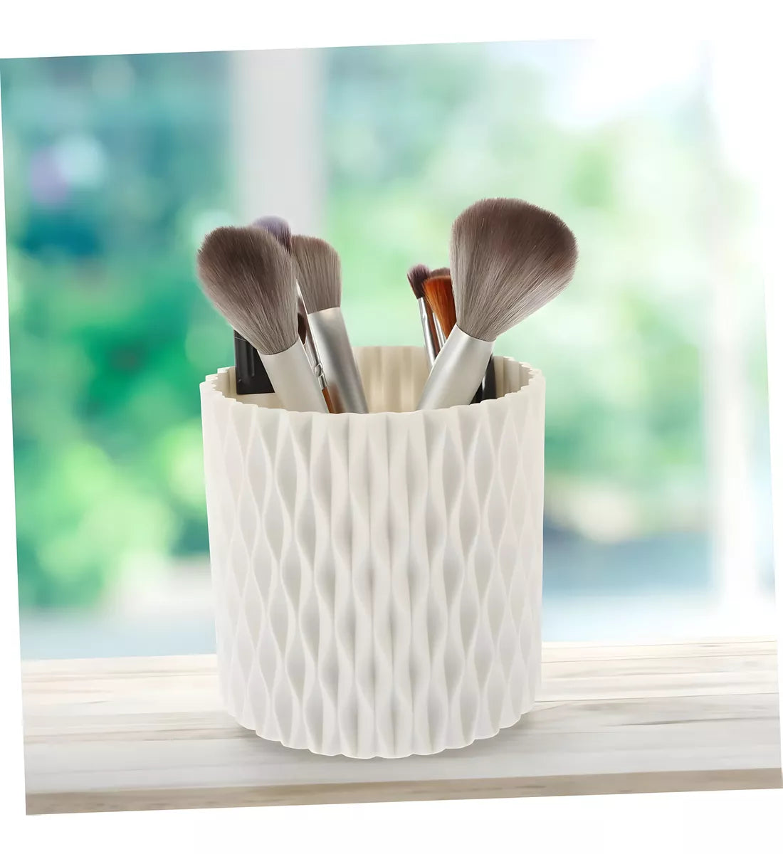 Organizador De Maquillaje O Pinceles Giratorio 360° Moderno BLANCO