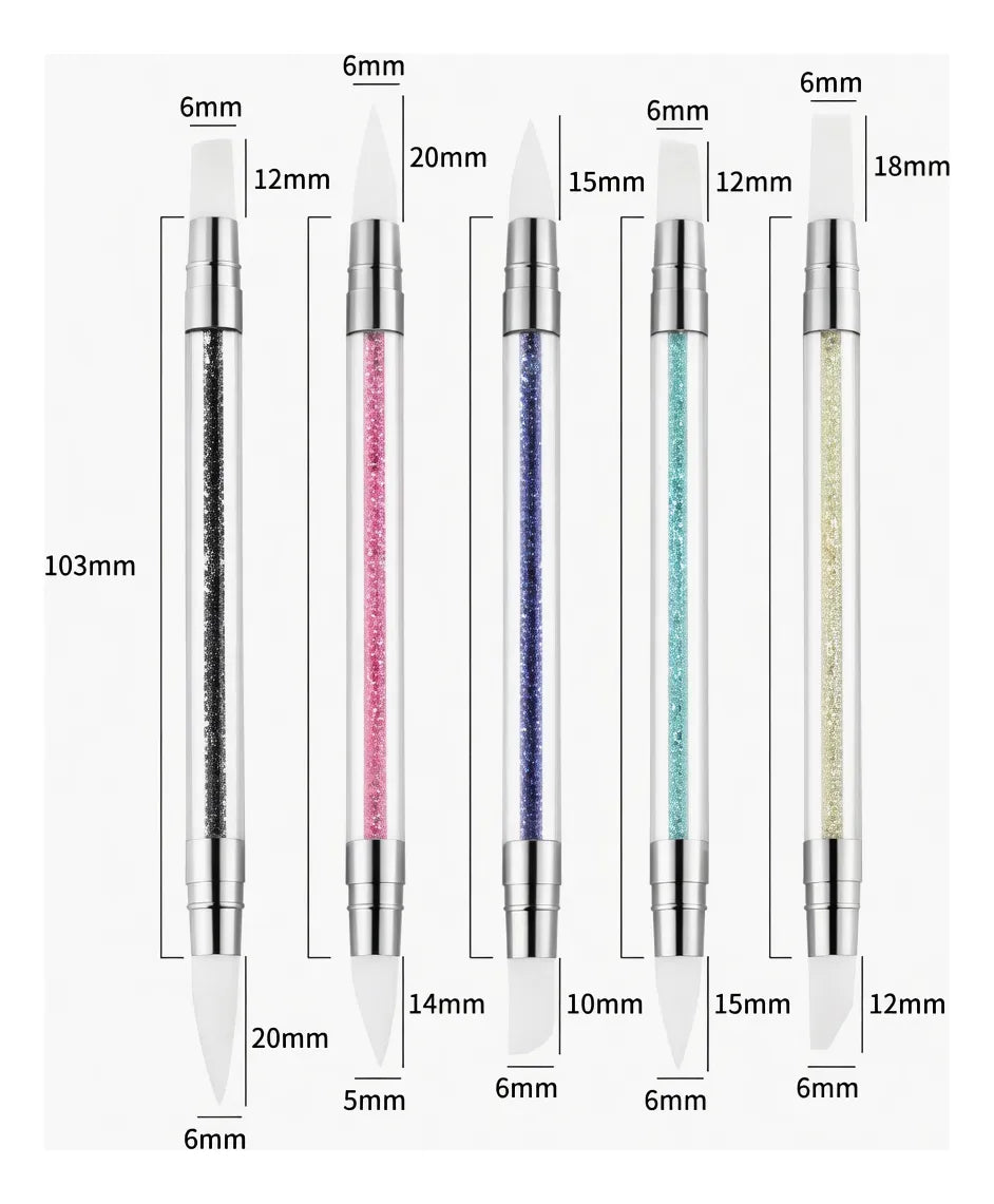 Pincel De Silicona Para Uñas X5 Doble Punta Decoración Nail fede adel 05