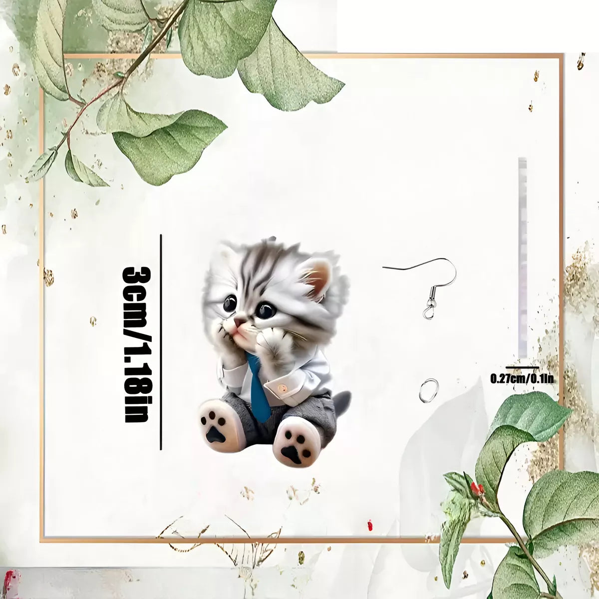 Set X2 Caravanas Forma Gato Gatito Tierno Bebe Acrilico