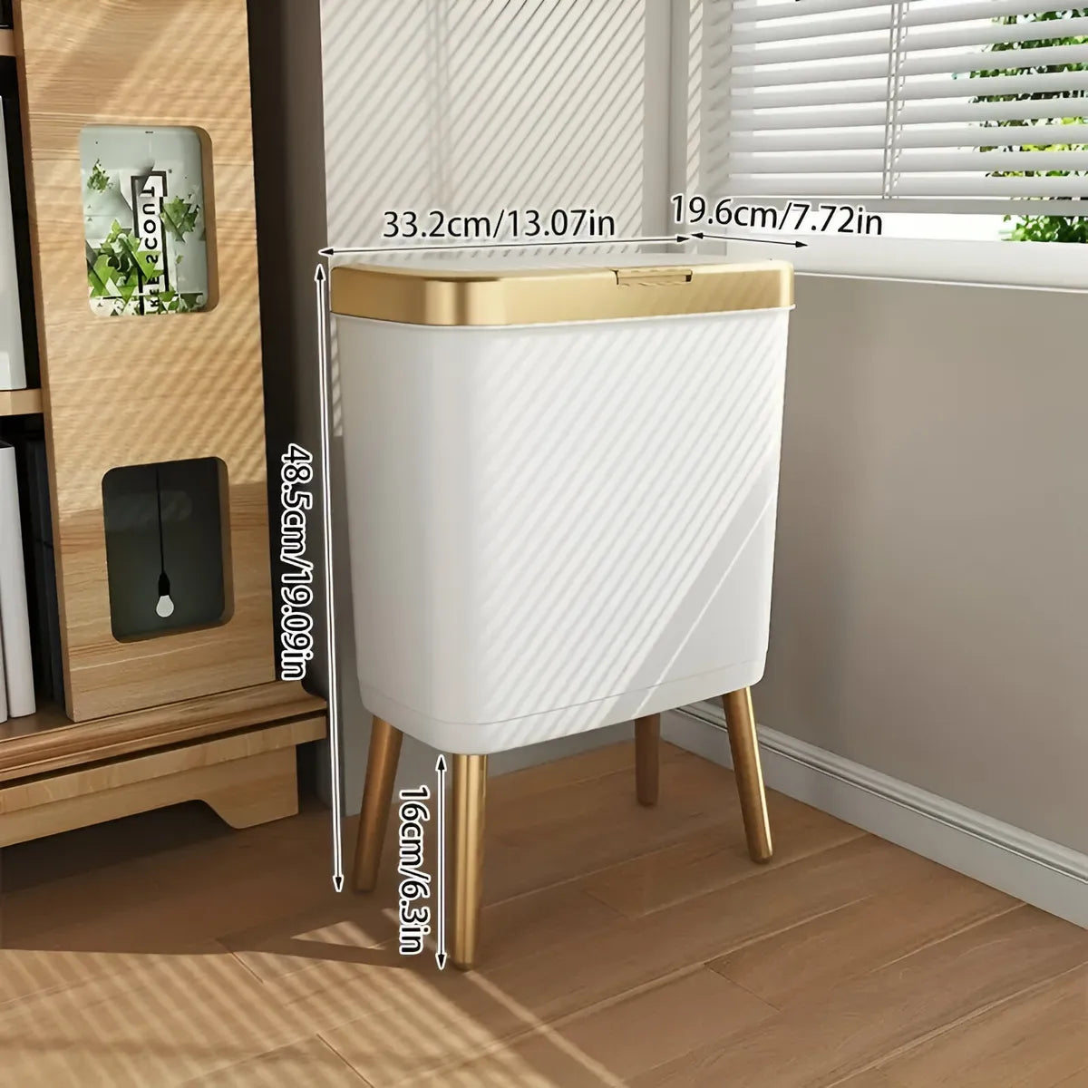 Papelera Moderna Abre Facil Ideal Dormitorio Capacidad 15lt Blanca