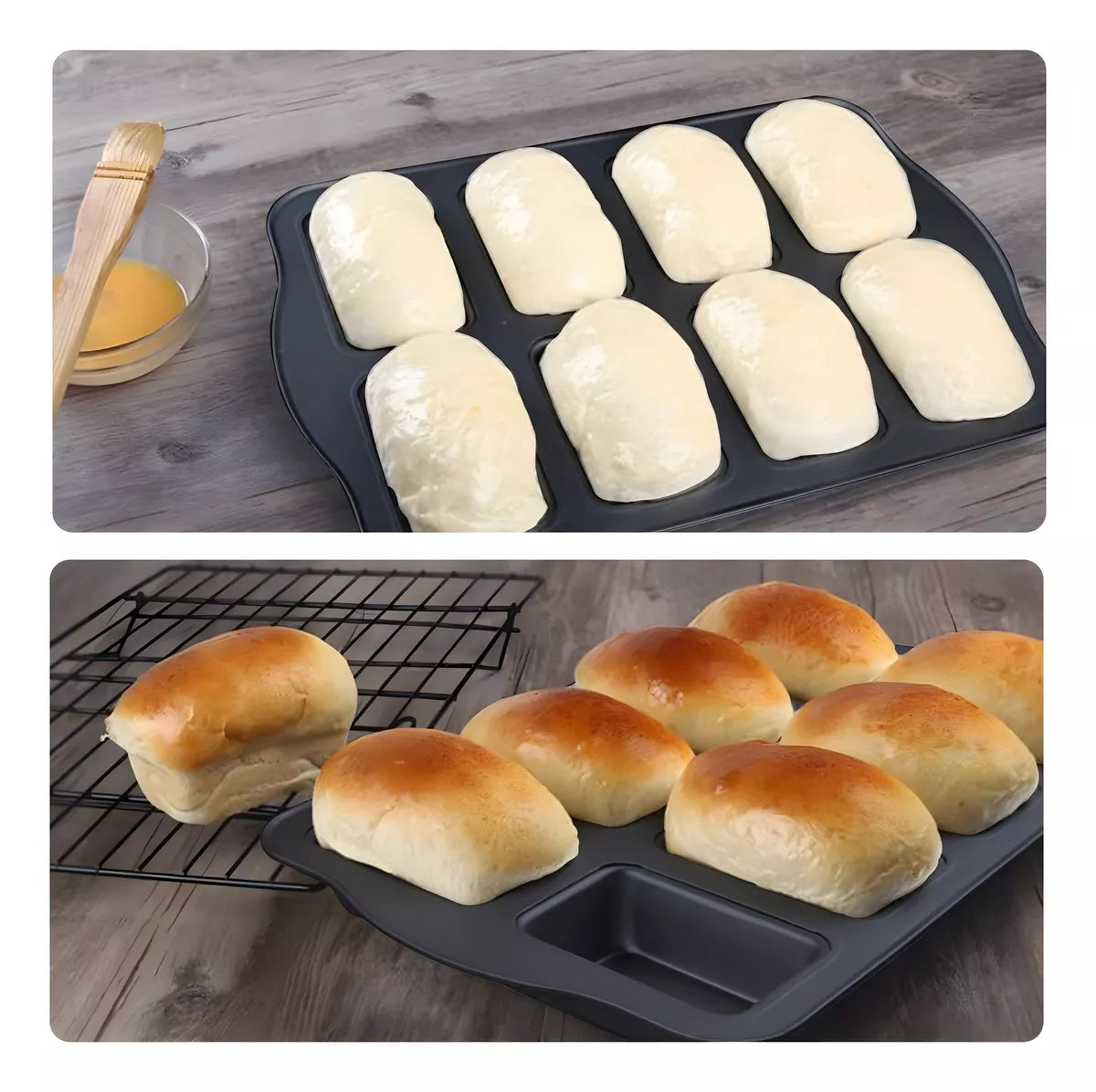 Molde Para Mini Panes O Mini Budín En Acero 8 Unidades