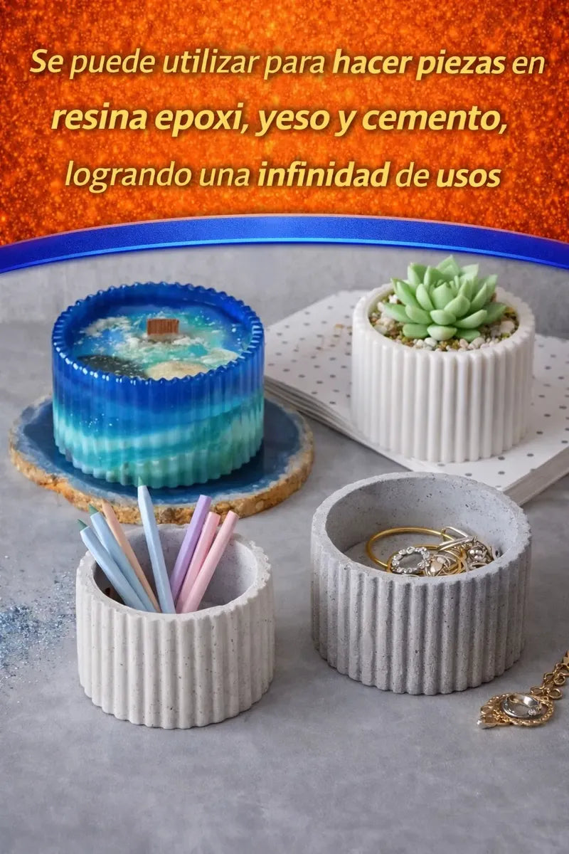 Molde Silicona Maceta Contencion Ideal Velones Resina Epoxi R-071