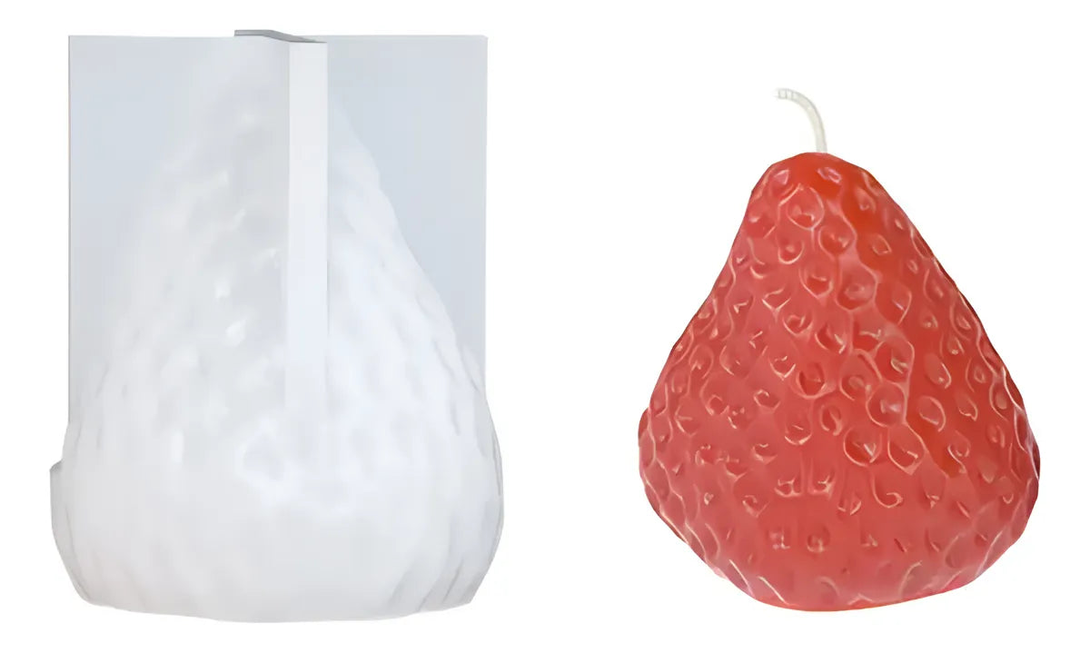 Molde De Silicona Frutilla Velas Arte Cera De Soja Reposteria