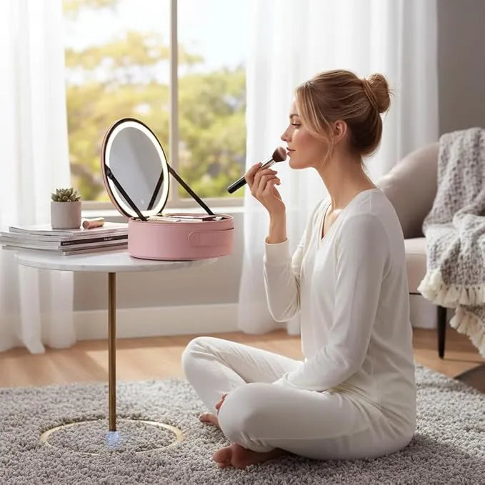 Neceser De Viaje Con Espejo Led Porta Maquillaje Con Manija