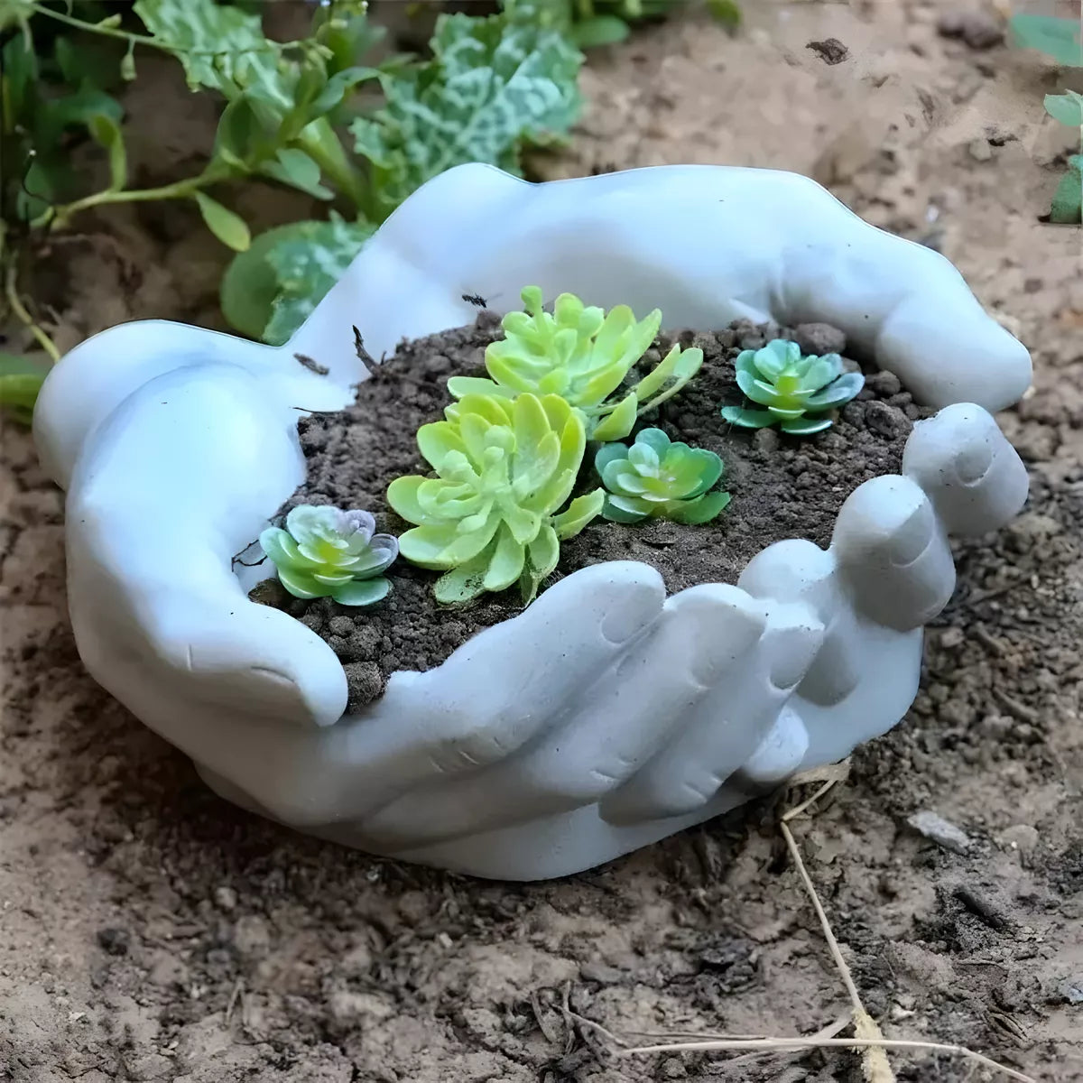Molde De Manos Maceta Jardin Decoracion Hogar Plantas