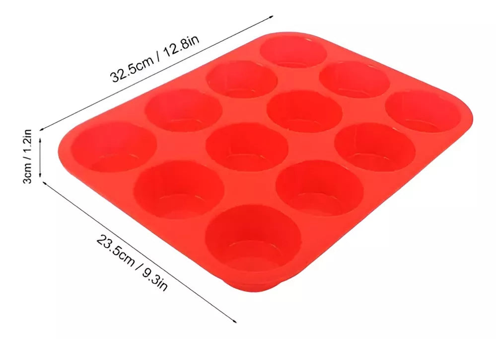 Molde Silicona Para Muffins 12 Huecos
