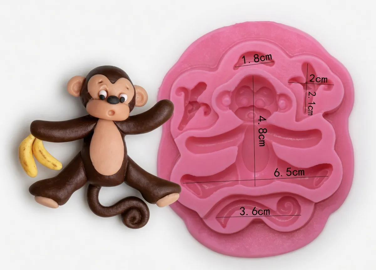 Molde Silicona Mono Con Banana Ideal Decoracion Torta R-023