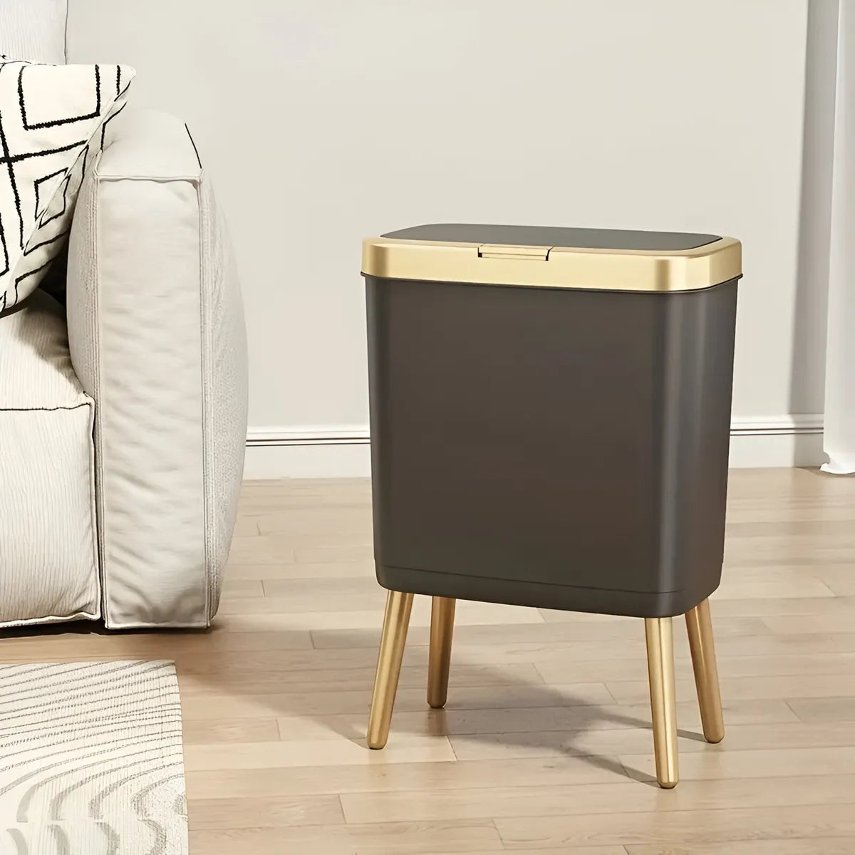 Papelera Moderna Abre Facil Ideal Dormitorio Capacidad 15lt negra