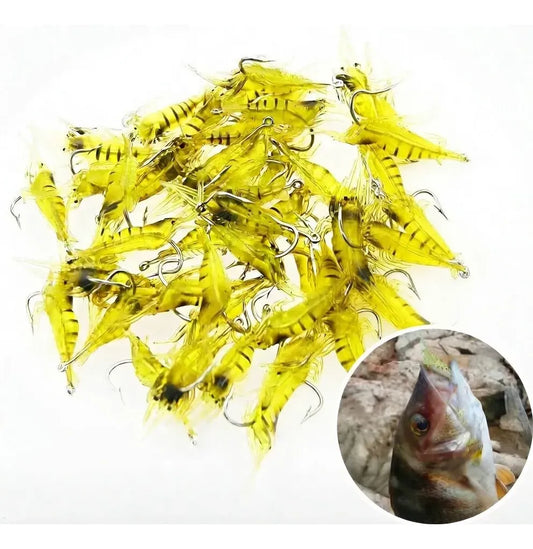 Kit X10 Camaron Fotoluminiscente Con Anzuelo Carnada Pesca