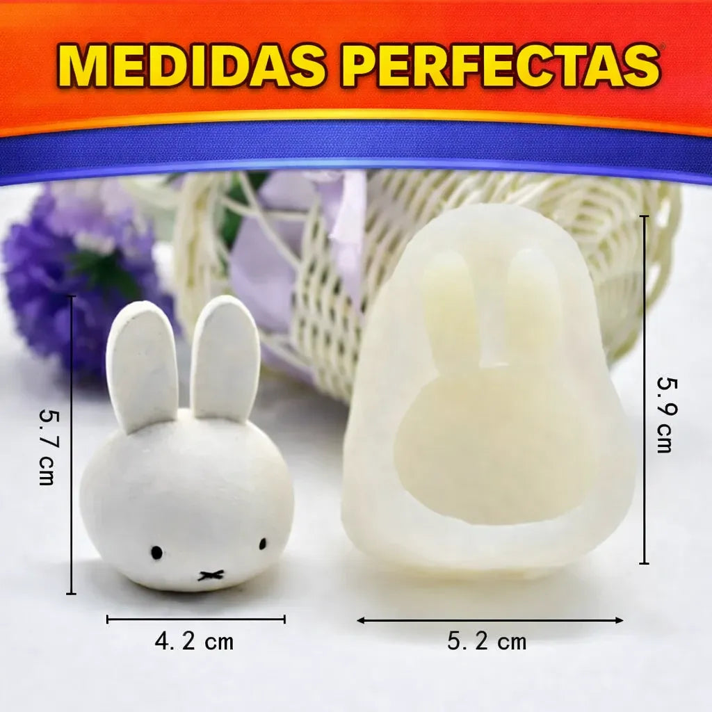 Molde Silicona Conejo 3d Carita Animales Ideal Tortas R-033 pascuas