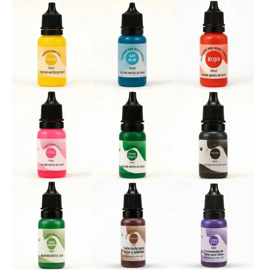 Pack X9 Colorante Concentrado Velas Jabones Artesanales 10ml