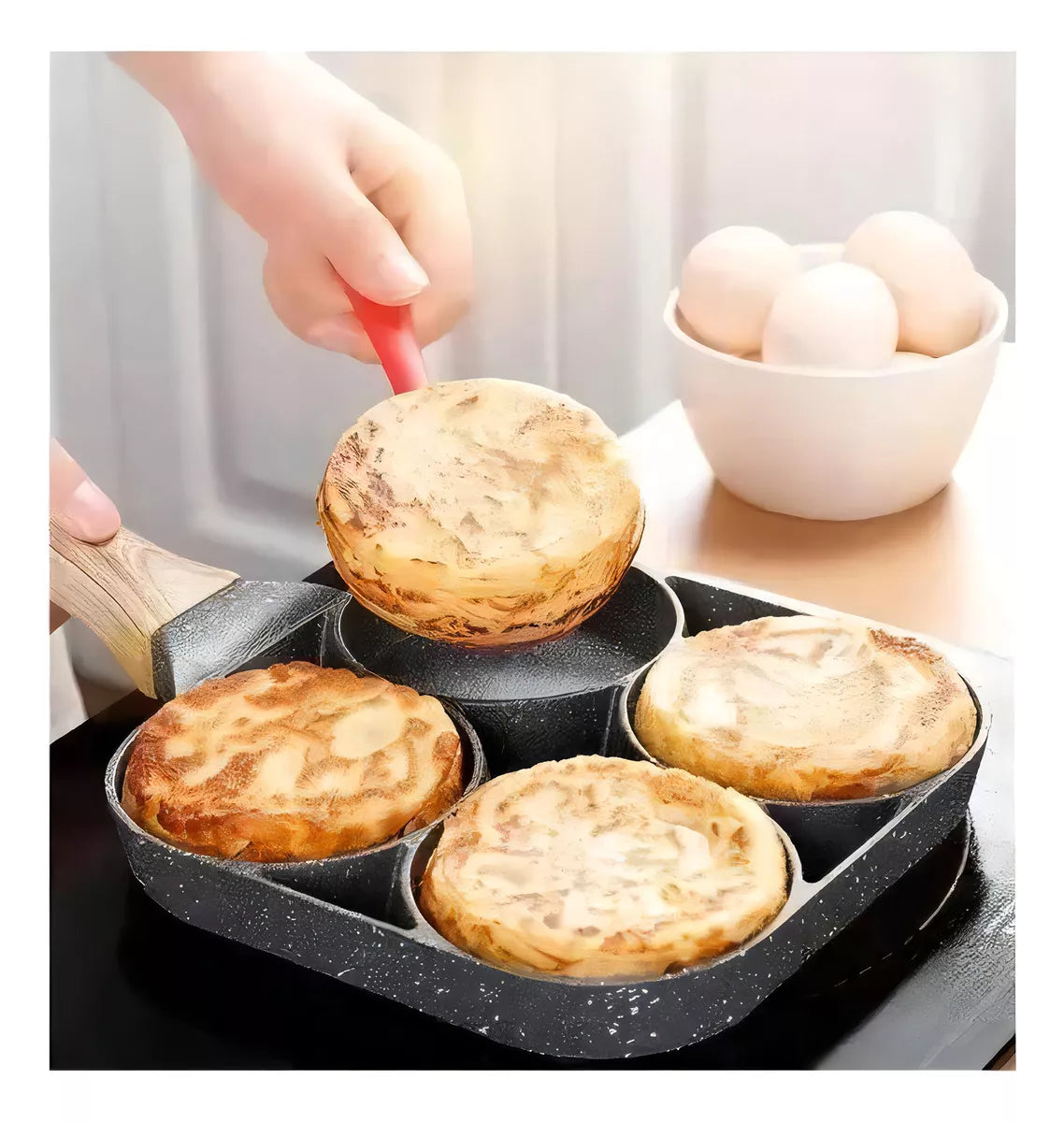 Sarten Antiadherente Desayunos Cocina Huevos Tortillas Color Negro