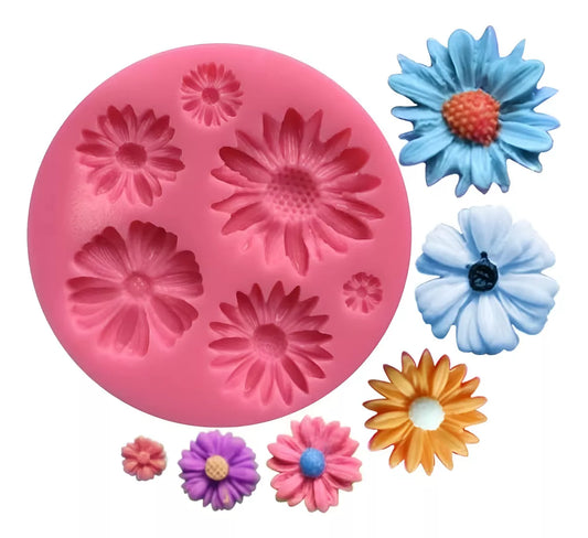 Molde De Silicona Flores Varias Decoracion Torta Fondant SKU R-028