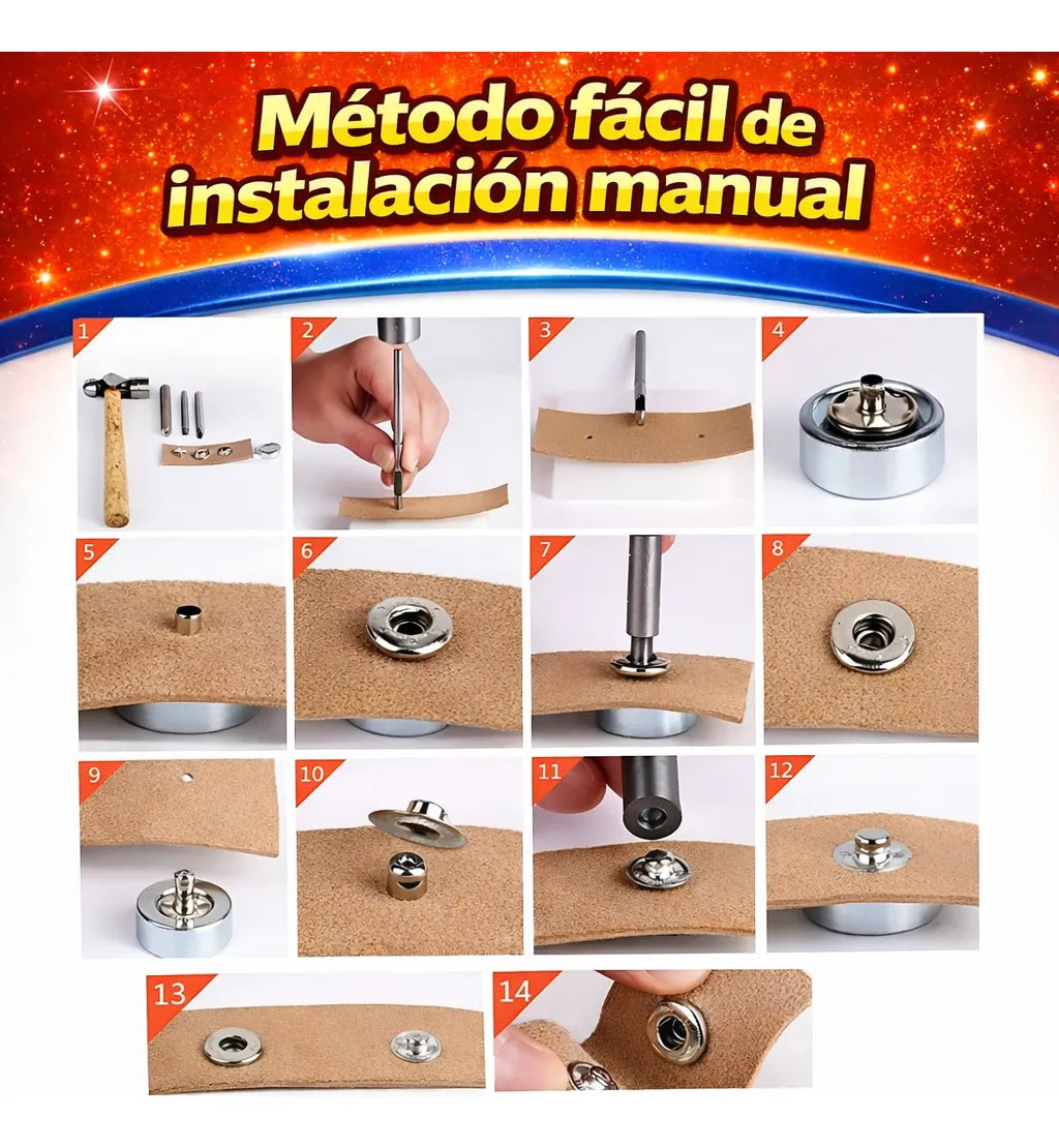 Set De Ojalillos + Pinza Saca Bocados Para Cuero Artesanias