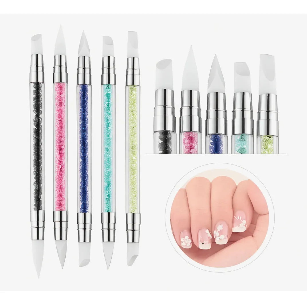 Pincel De Silicona Para Uñas X5 Doble Punta Decoración Nail fede adel 05