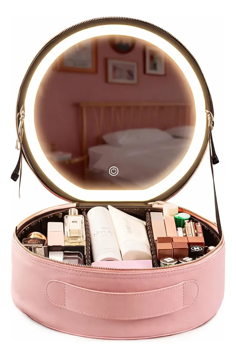 Neceser De Viaje Con Espejo Led Porta Maquillaje Con Manija