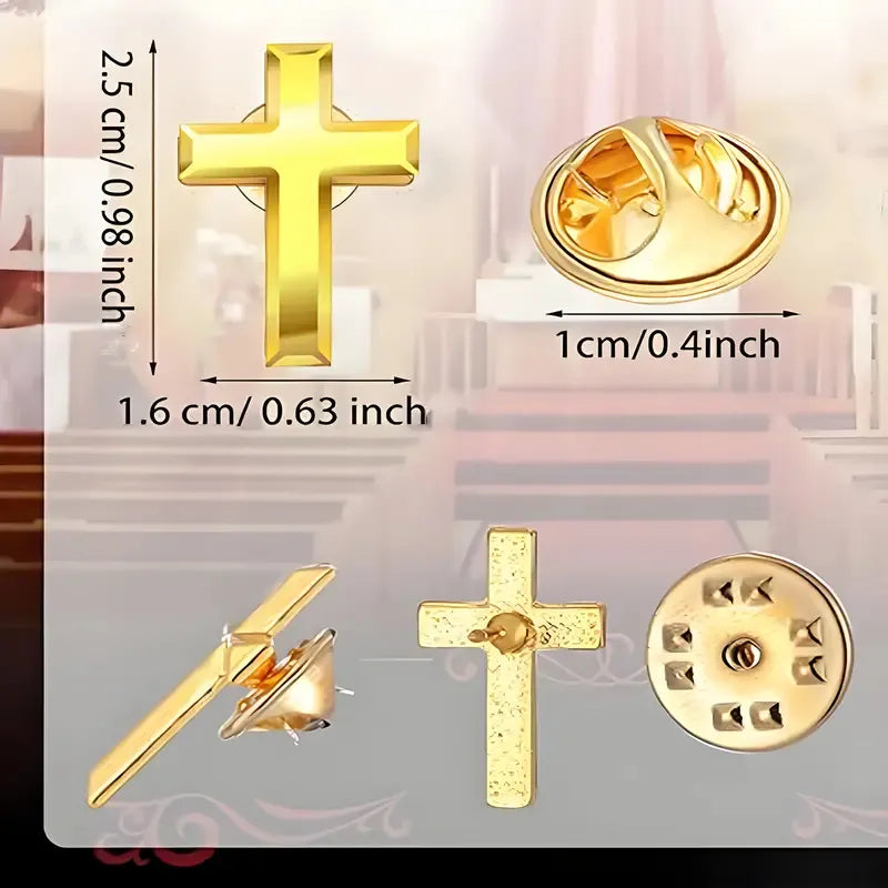 Pin Para Ropa Forma Cruz Cristiana Dorada Buena Calidad