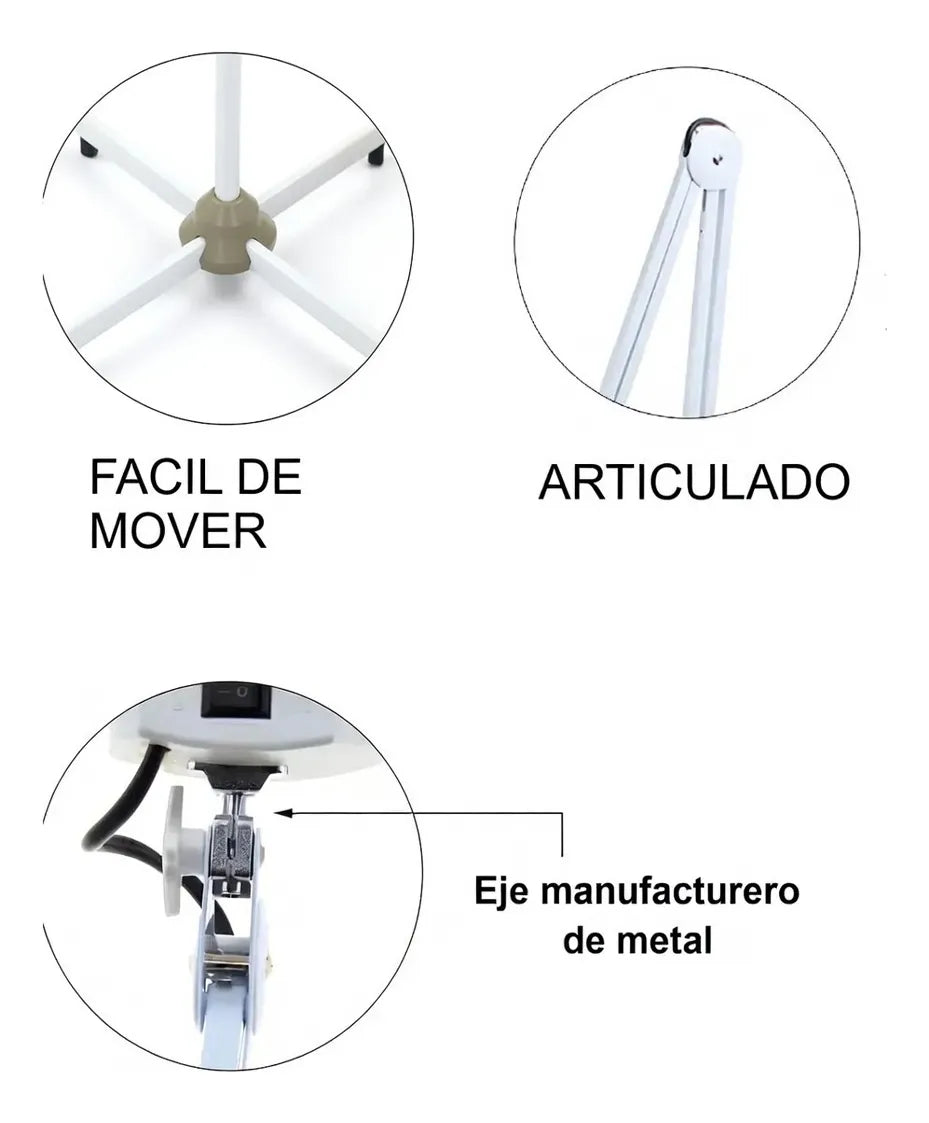 Lampara Lupa Pie Luz Gran Aumento Cosmetologo Podologo aumento x5