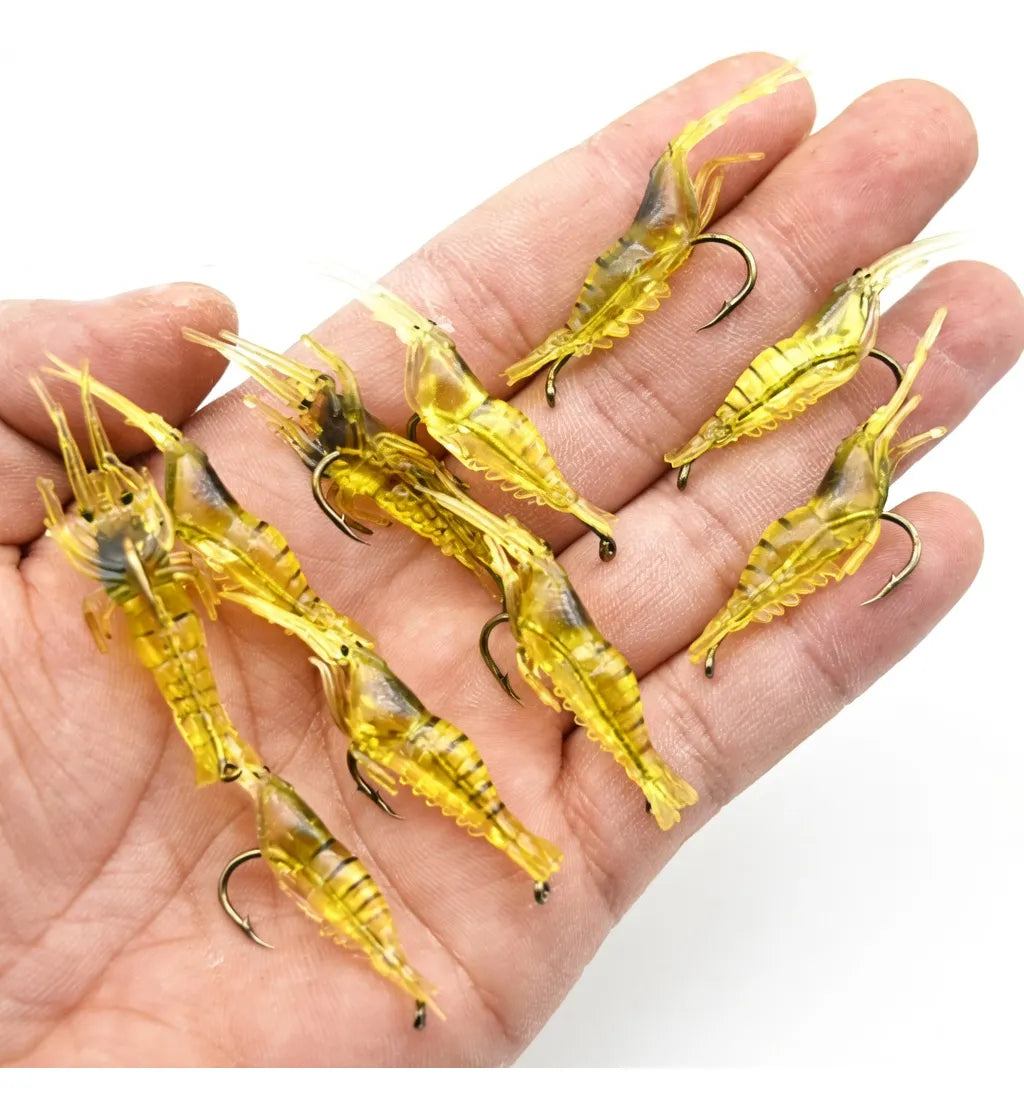 Kit X10 Camaron Fotoluminiscente Con Anzuelo Carnada Pesca