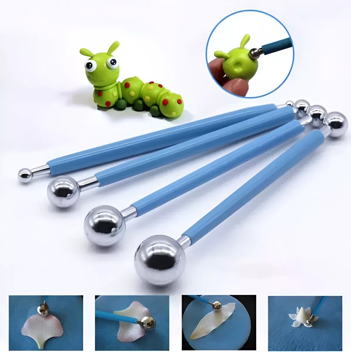 Set De 4 Bolillos De Acero Inoxidable