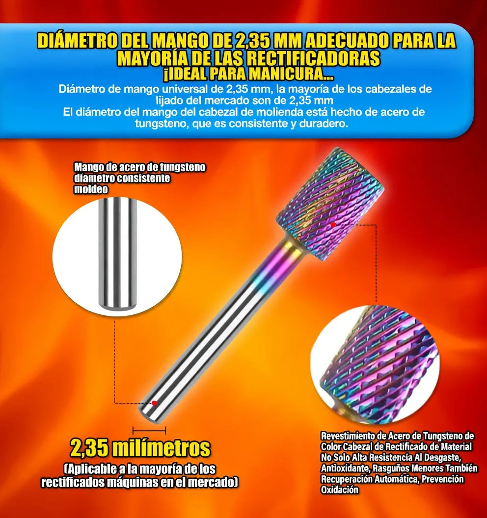Fresas Combinadas De 7 Piezas Para Manicura Torno Tungsteno